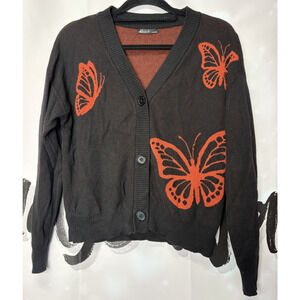 Niknak y2k butterfly cardigan black red fairy large‎ whimsigoth animal artsy